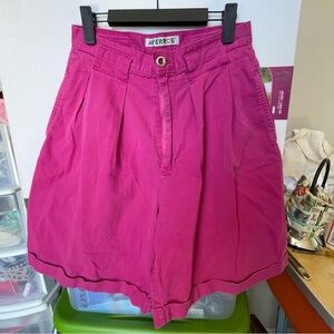 Magenta Vintage High Waisted Cotton Shorts